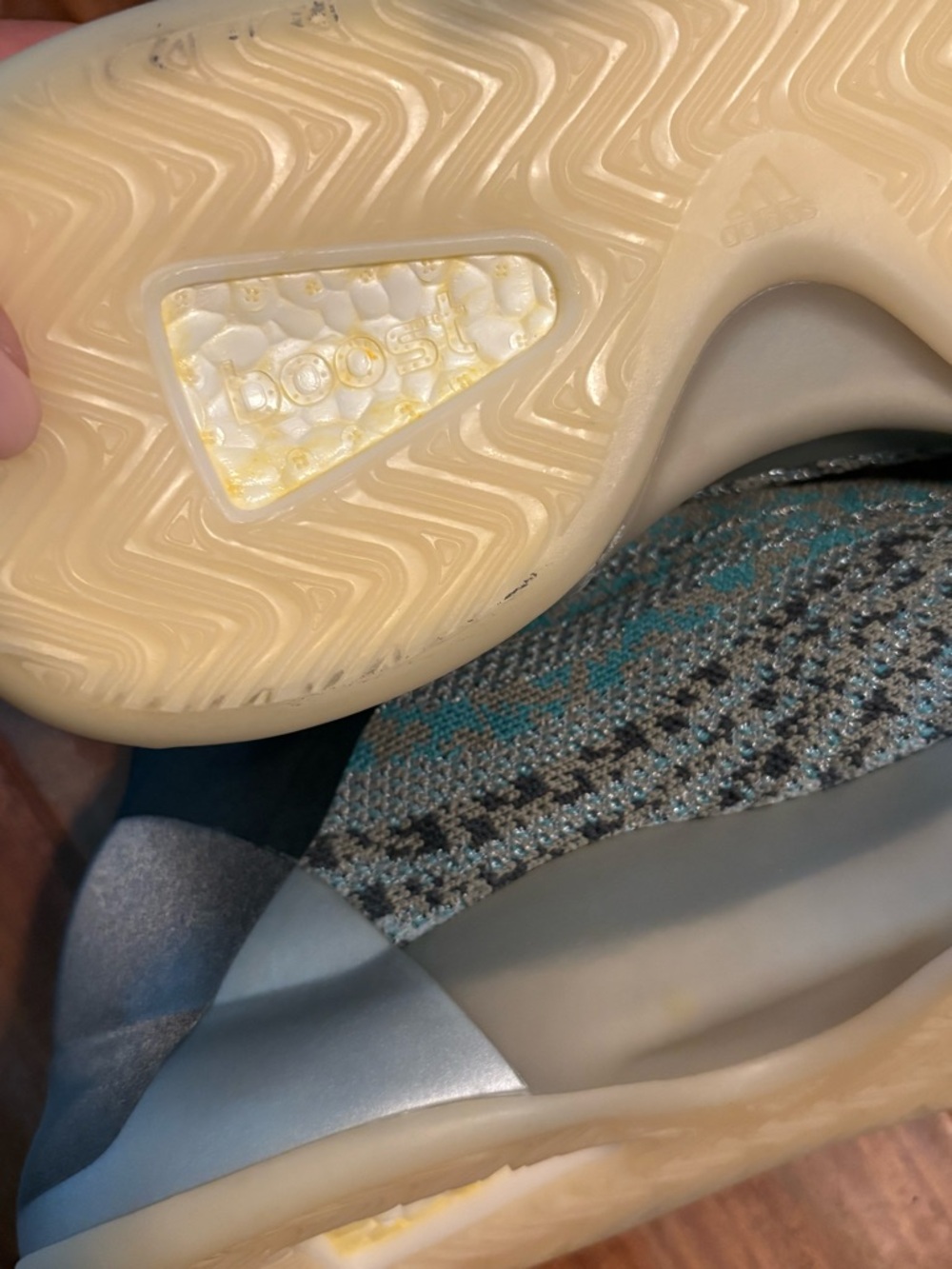 Adidas Yeezy Boost Basketball Sneakers Mens 10 Teal Gray Knit G58864 - Picture 6 of 9